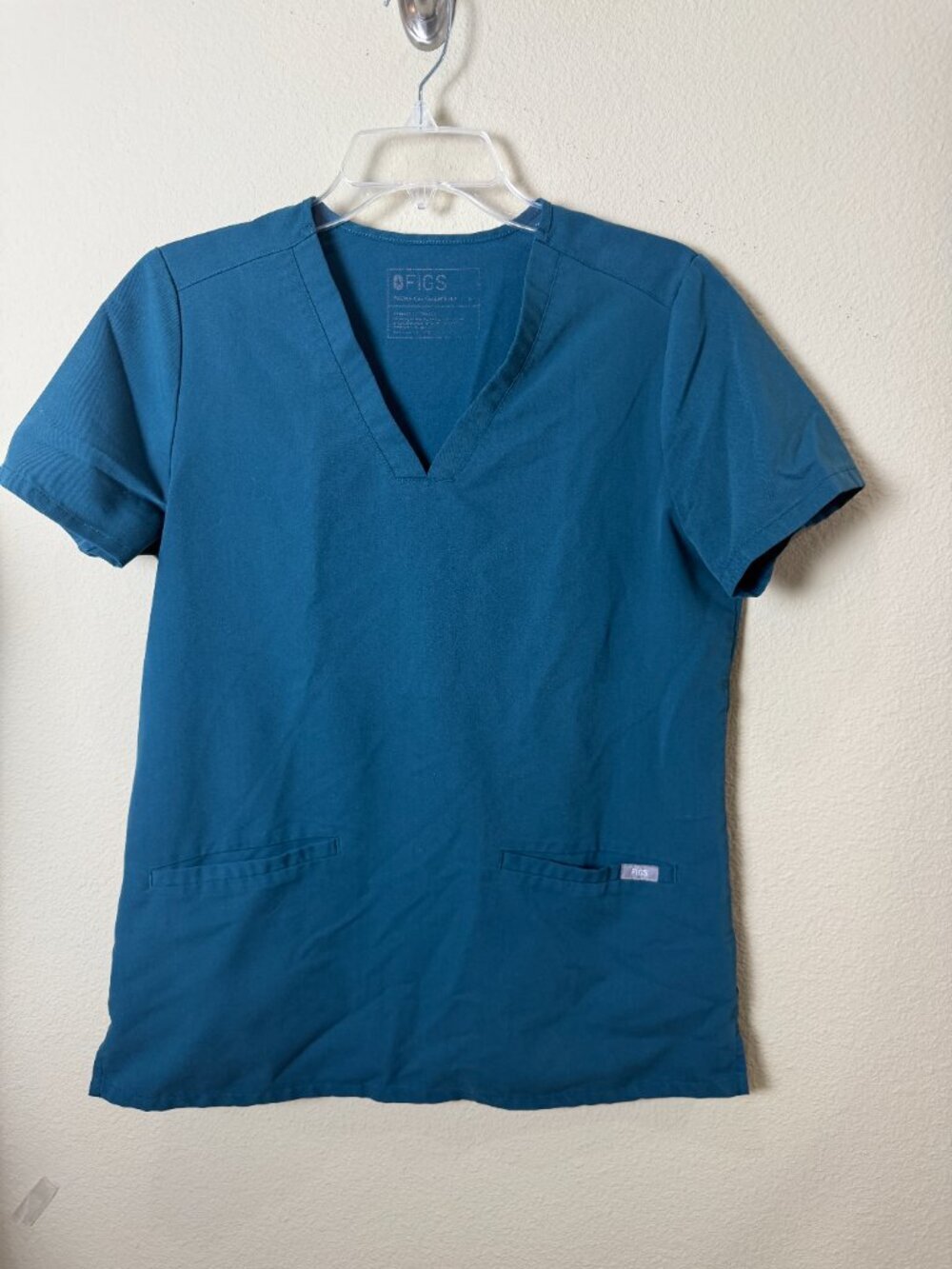 FIGS Casma Three Pocket Scrub Scrubs Top Teal Size Small